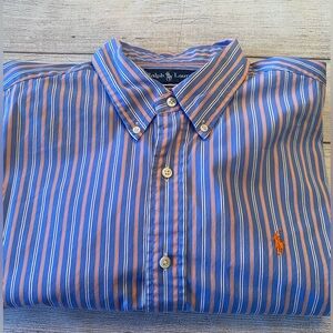 Ralph Lauren Men's Shirt in Blue and Orange Stripes